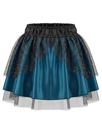 1940s Peacock Cosplay Satin Mesh Skirt - 5