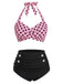 [Vorverkauf] Rosa 40er Bikini-Set mit Polka-Dots und Neckholder