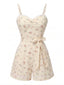 Beige 1940er Blumen Spaghetti Träger Romper
