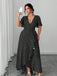 [Übergröße] 40er Maxikleid mit Polka-Dots und V-Ausschnitt