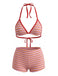 Verrotten 1940er Streifen Halfter Gerippt Dreieck Bikini-Set