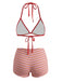Verrotten 1940er Streifen Halfter Gerippt Dreieck Bikini-Set