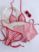 Verrotten 1940er Streifen Halfter Gerippt Dreieck Bikini-Set
