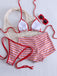 Verrotten 1940er Streifen Halfter Gerippt Dreieck Bikini-Set