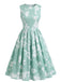 40er Ärmelloses Kleid mit Blumen und Plissee
