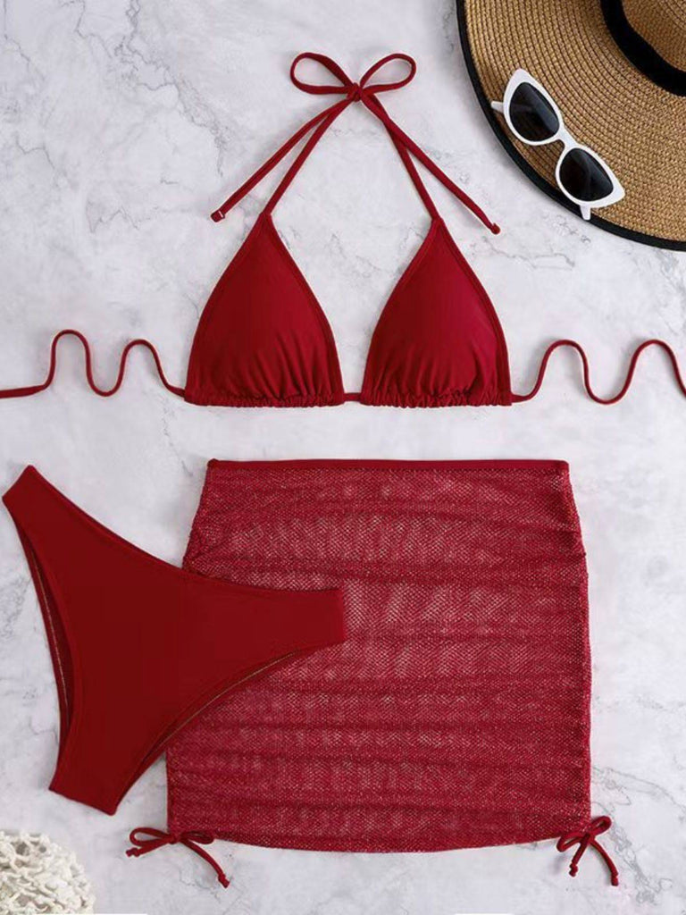 1940er Uni Halter Bikini Set & Häkel Cover-Up