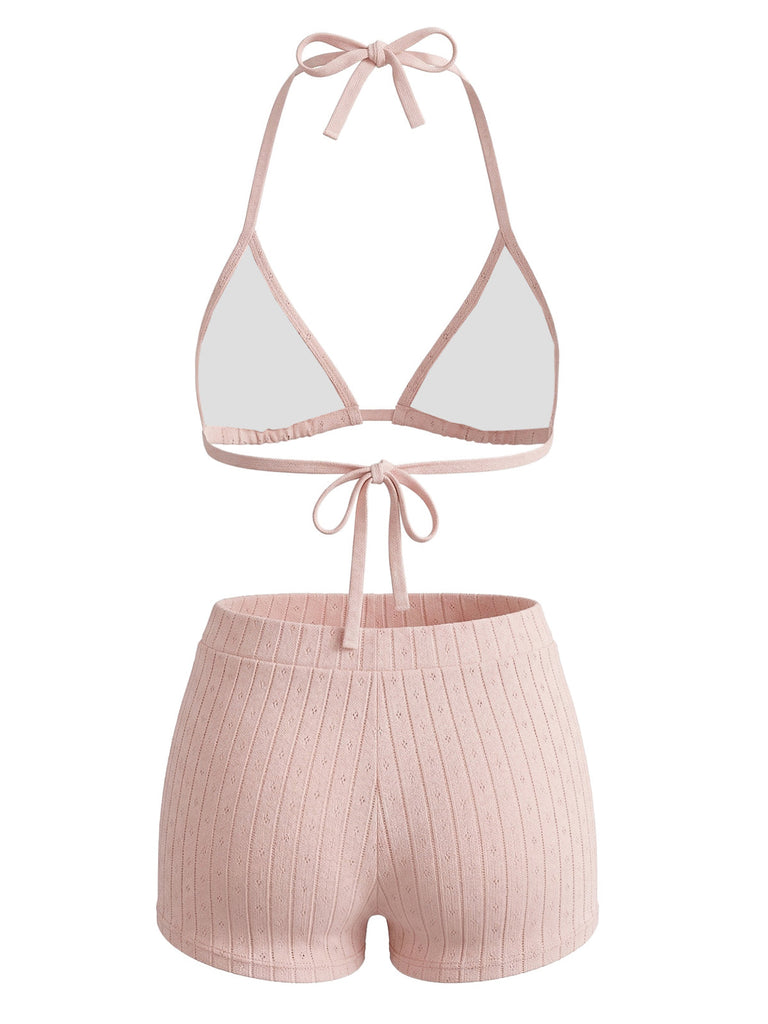 40er Bikini-Set & Shorts mit Neckholder und Triangle