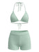 40er Bikini-Set & Shorts mit Neckholder und Triangle