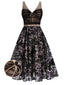 1950ER SCHWARZES SCHMETTERLINGS NETZNÄHTEN KLEID
