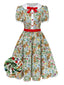[Vorverkauf] 1950er Hase Blumen Bogen Peter Pan Kragen Kleid