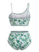 50er Bikini-Set & Shorts mit One-Shoulder und Blumen