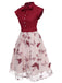 50er Tüllkleid mit Blumenstickerei und Schleifenkragen