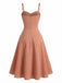 50er Baumwoll-Swingkleid mit Spaghettiträger und Jacquard