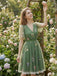 Gelbes 50er Netz-Besticktes Kleid mit Puffärmel und Blumen