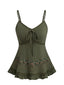 50er Cami-Top mit Blumenstickerei und Spitzenbesatz
