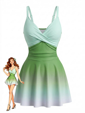 40er Badekleid mit Ombre und Gespiegelt