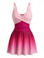[Vorverkauf] 40er Badekleid mit gespiegeltem Ombre und Front-Twist in Rosa