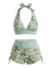 50er Bikini-Set & Shorts mit Neckholder und Hohe Taille