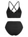 1950er U Geformt Metall Uni Hohe Taille Tankini Set
