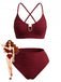 1950er U Geformt Metall Uni Hohe Taille Tankini Set