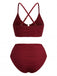 1950er U Geformt Metall Uni Hohe Taille Tankini Set
