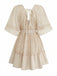 70er Kleid mit V-Ausschnitt und Patchwork