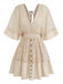 70er Kleid mit V-Ausschnitt und Patchwork