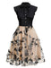 50er Tüllkleid mit Blumenstickerei und Schleifenkragen