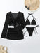 50er Bikini-Set & Shorts & Cover-Up mit Neckholder und Häkelarbeit
