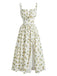 50er Kleid mit V-Ausschnitt und Hohe Taille