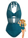 50er Netz-Bikini-Set mit Neckholder und Raffung