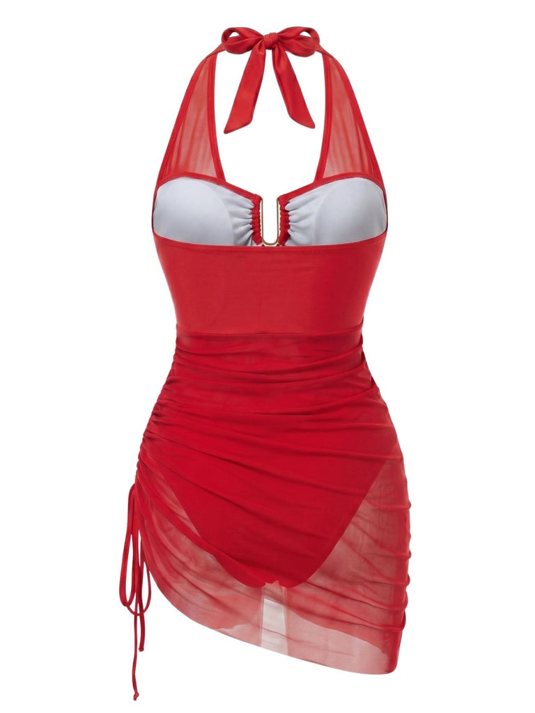 50er Netz-Badeanzug mit Neckholder