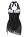 50er Netz-Badeanzug mit Neckholder