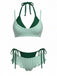 Grünes 50er Bikini-Set mit Neckholder und Schleife