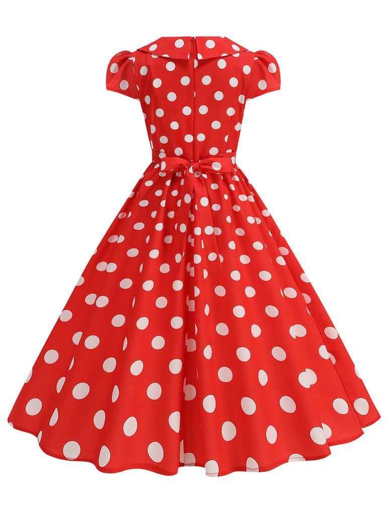 50er Swingkleid mit Kappärmel und Polka-Dots