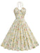50er Baumwoll-Swingkleid mit Neckholder und Blumen