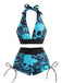 50er Gothic Bikini-Set & Shorts mit Neckholder und Totenkopf