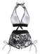 50er Gothic Bikini-Set & Shorts mit Neckholder und Totenkopf