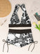50er Gothic Bikini-Set & Shorts mit Neckholder und Totenkopf