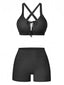 50er Bikini-Set mit Crisscross-Rücken und Raffung