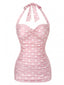 [Vorverkauf] Rosa 50er Badeanzug mit Polka-Dots und Neckholder