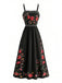 50er Kleid mit Spaghettiträger und Blumen
