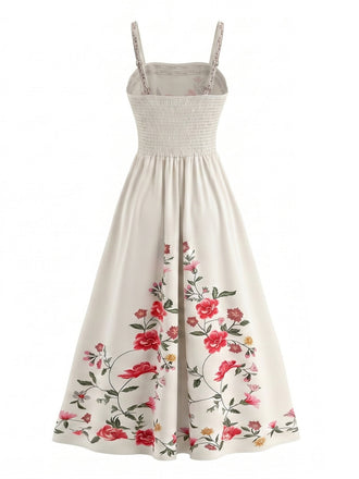 50er Kleid mit Spaghettiträger und Blumen