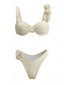 Weißes 50er Bikini-Set mit 3D-Rose