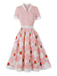 50er Swingkleid mit Erdbeeren und Karomuster