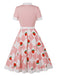 50er Swingkleid mit Farbblock und Erdbeere