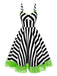 Schwarzes 50er Halloween-Swingkleid mit Kürbis-Print und Tüllsaum