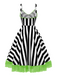 Lila Halloween-Swingkleid mit Streifen und Kürbisprint