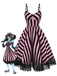 Schwarzes 50er Halloween-Swingkleid mit Kürbis-Print und Tüllsaum