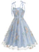50er Kleid mit Blumen und Stickerei